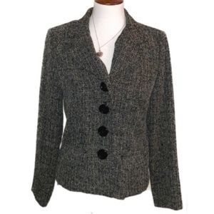 COURTENAY Black & Gray Button Down Blazer